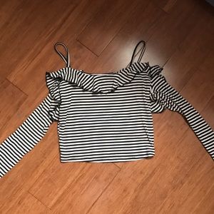 New Urban Outfitters Black & White Striped Croptop